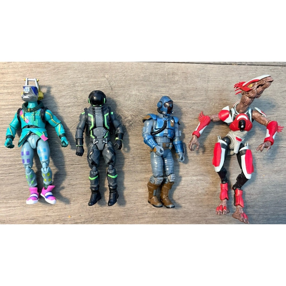 Fortnite Action Figures Lot of 4 - DJ Yonder, Eternal Voyager, Visitor & Kymera